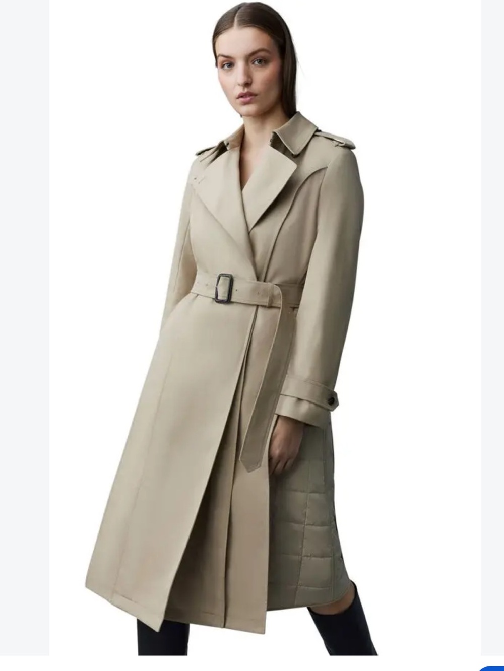 Mackage Beige Belted Insulated Trench Coat